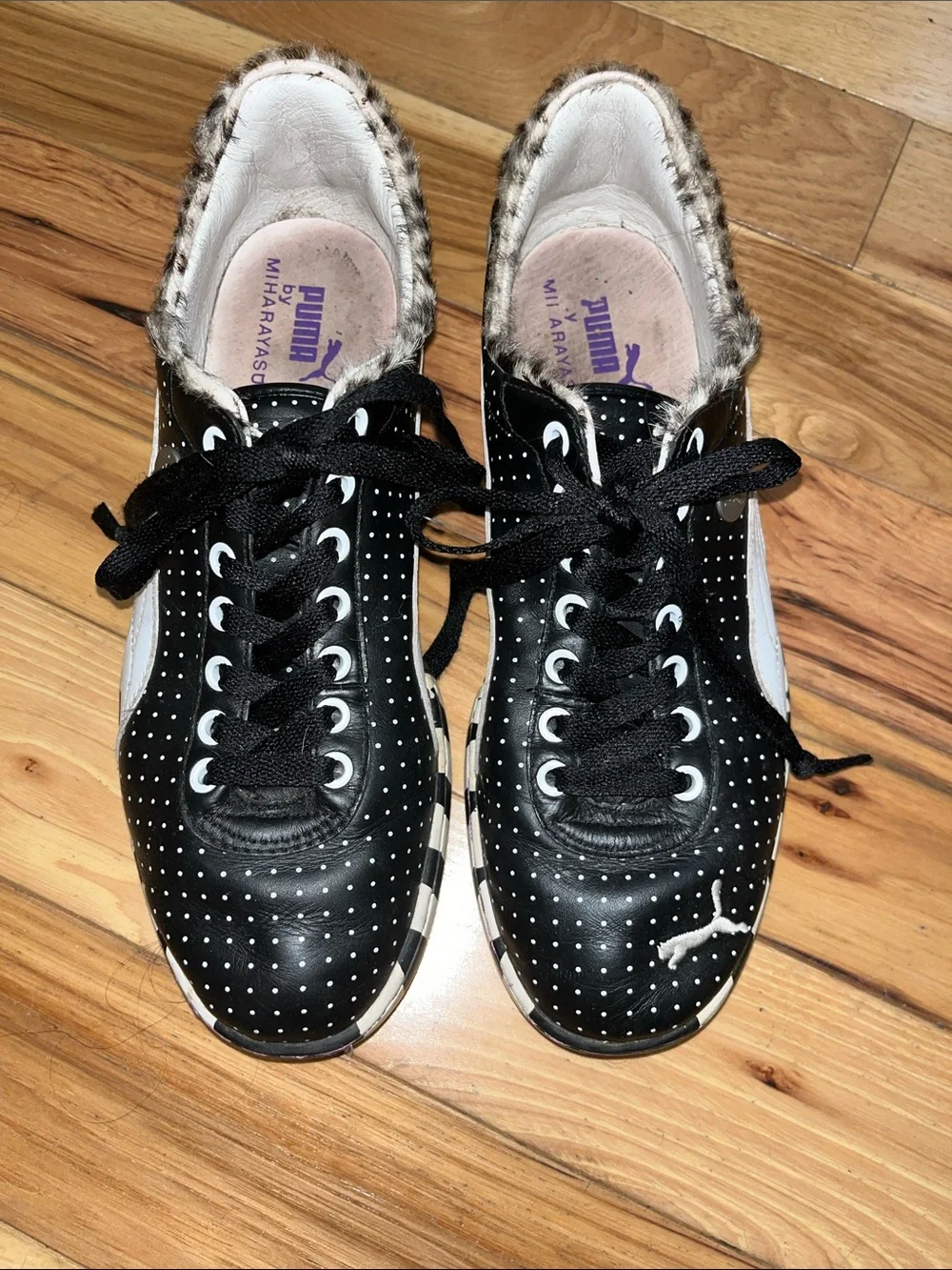 Miharayasuhiro for Puma Black Polka Dot Low-Top Sneakers with Striped Sole